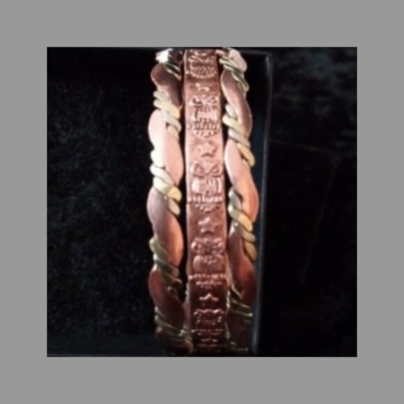 Copper/Silver Tone Twist Cuffed Bracelet - Picture 6 of 6